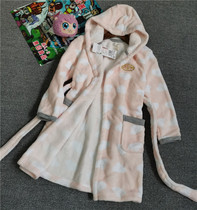 Clearance childrens home clothing cartoon Spring and Autumn Winter small and medium male and female children coral velvet bathrobe nightgown pajamas