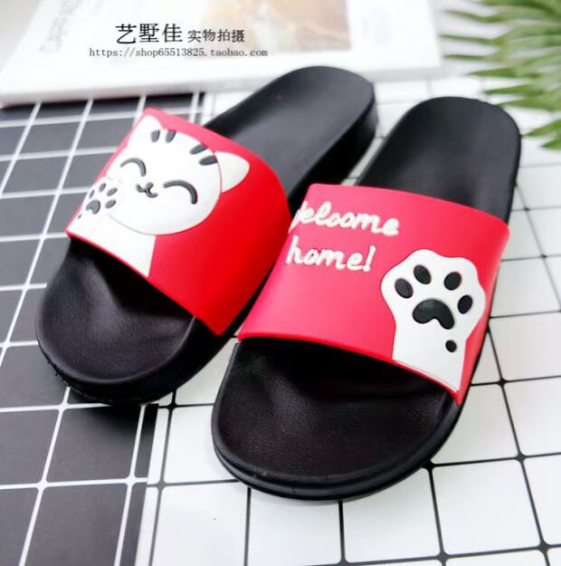 Phiên bản tiếng Hàn của phim hoạt hình mèo may mắn chống trượt dép đi biển giày dép từ trong nhà dép đi trong nhà phụ nữ đôi dép dép sandal nữ đi học