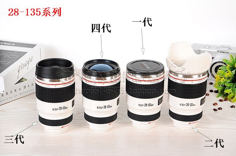 Canon SLR camera lens cup tự động trộn ly cà phê cách nhiệt có thể được in LOGO thép không gỉ bên trong cup