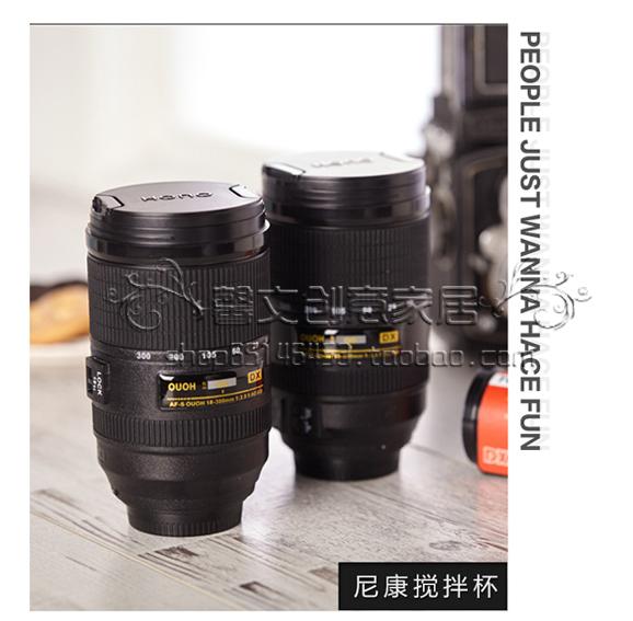 Canon SLR camera lens cup tự động trộn ly cà phê cách nhiệt có thể được in LOGO thép không gỉ bên trong cup