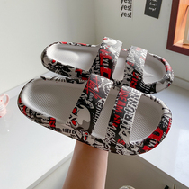 Slippers mens slippers mens summer tide couples Korean version one-word slippers non-slip sandals beach shoes slippers mens slippers sandals