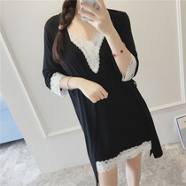 Sexy pajamas female summer lace modal cotton suspender strap with chest pad nightgown two-piece home wear