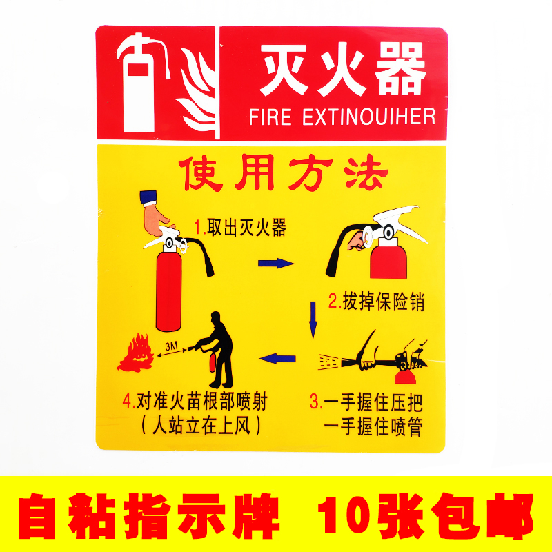 Fire safety exit sign Self-adhesive sign Emergency channel evacuation sign Warning fire extinguisher sign