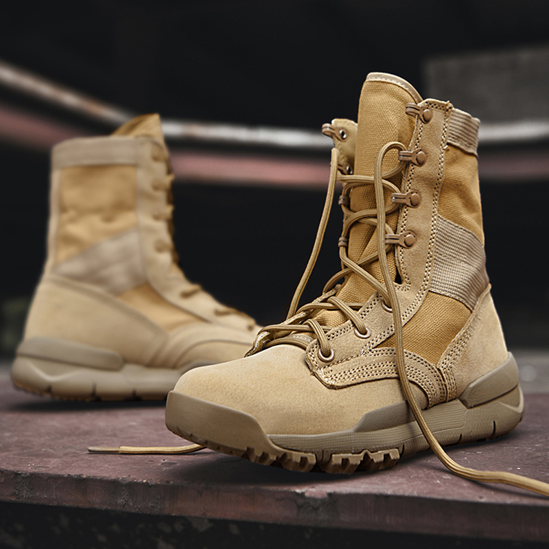 High-Top Hiking Shoes for Men and Women, Genuine Leather, Waterproof, Non-Slip, Outdoor Shoes, Breathable, Lightweight Travel Shoes, Desert Hiking Shoes