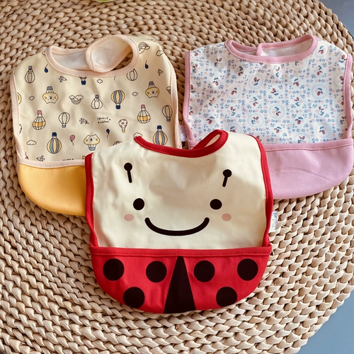 Японский легкий и тонкий водонепроницаемый мягкий детский большой трехмерный нагрудник для еды, с карманом