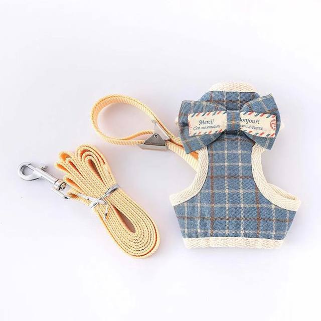 Cat traction rope, kitten walking rope, mini ultra-small anti-breakaway cat and dog chain, dog harness, vest-type traction