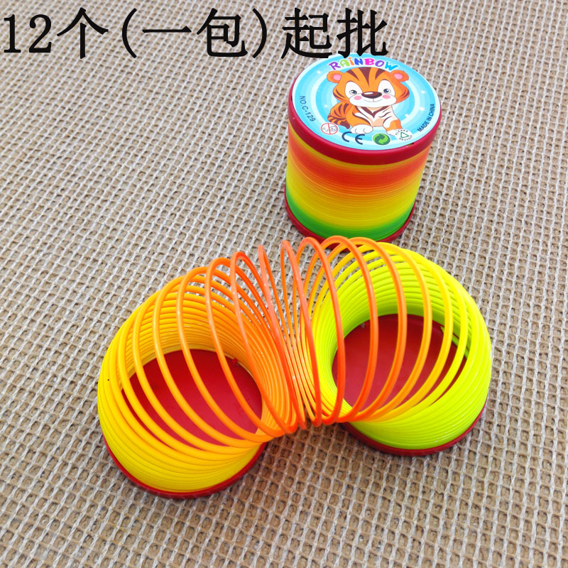 F1531 Bagged Rainbow Circle 12 Puzzle Toy Colorful Spring Circle Seven Colorful Circle Yiu 2 Yuan