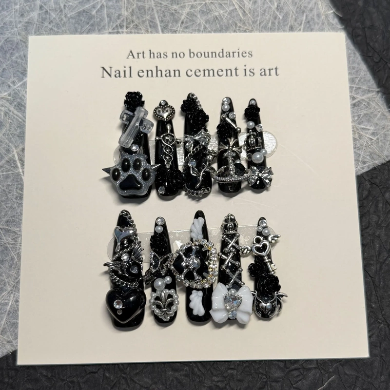 『Dark Realm』 Mass-Produced Dark Handmade Wearable Nails, Detachable Nail Art Nail Stickers