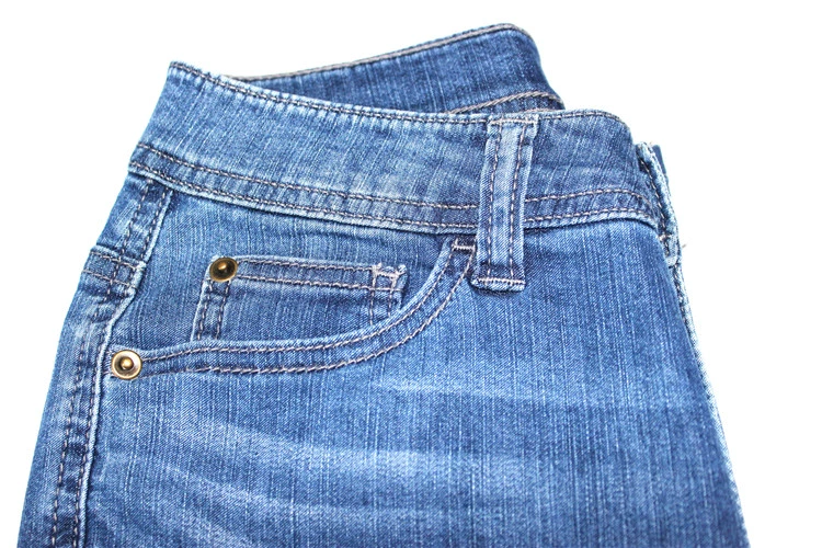 2019 mới sáng mùa thu sáng và tối hai màu tám mươi chín căng quần denim eo cao BF làm mát bằng không khí thẳng thẳng - Quần jean