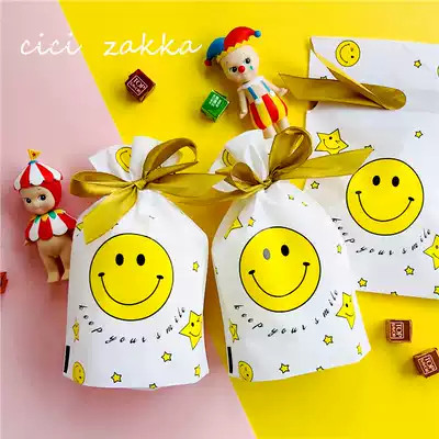 10 small cork pocket ins smiley face star Cork pocket candy baking bag cute gift packaging bag