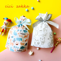 10 small bundle pockets Cartoon cat Elephant Children drawstring bag Candy baking bag Cute gift bag