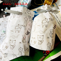 10 drawstring pockets INS wind Cartoon cat drawstring bag Candy baking bag Childrens Day cute gift bag