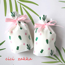 10 Small bundle pockets ins Fresh Cactus Drawstring Bag Candy Baking Bag Cute Gift Bag