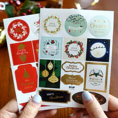 2 24 stickers literary and art fan Christmas stickers exquisite gilding Christmas elements sealing stickers gift packaging decorative stickers