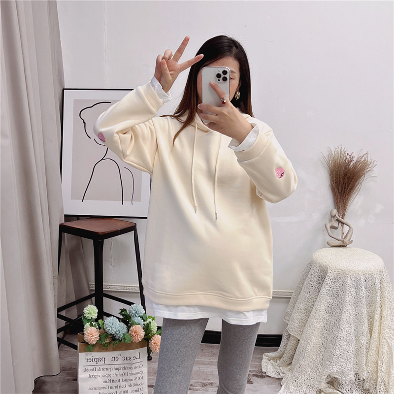 2021 Winter Gestational Woman Dress New thick cotton T jacket Female autumn winter thickened Korean version Less-than-pregnant belly Pregnant Belly not to be covered with blouses