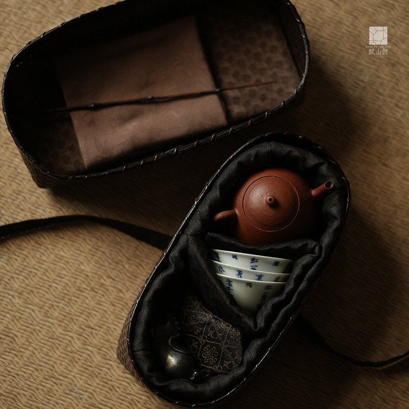 Fushanxu Official | Travel Tea Set Bag · Bamboo Tea Box Portable Tea Utensils Teapot Storage Bag Outdoor Small