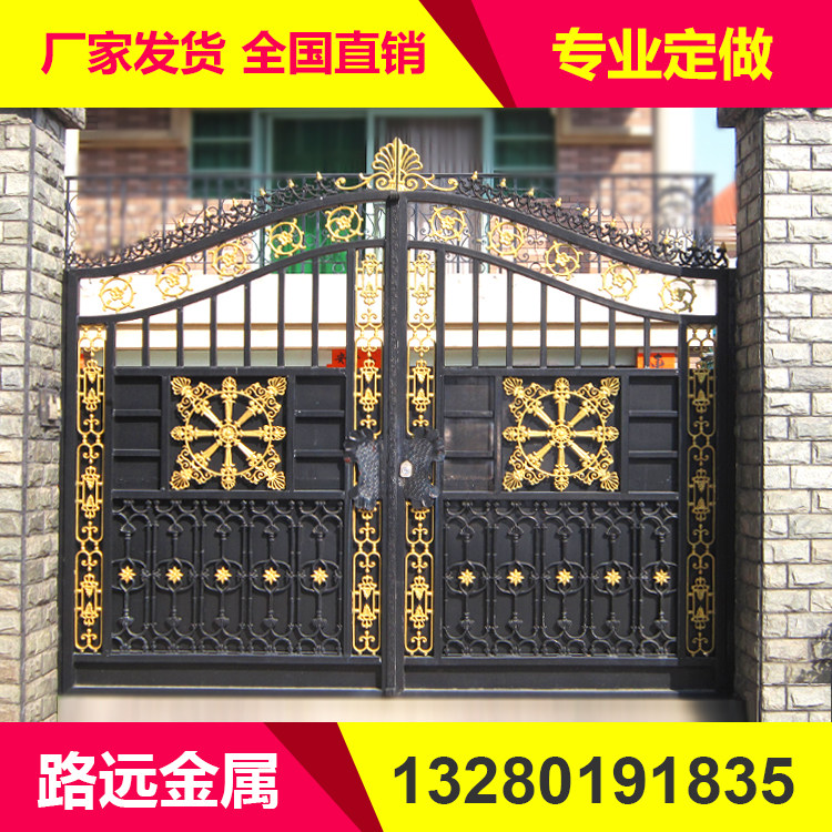 Wrought iron gate Courtyard door Villa door Cast iron flower community open flat open zinc steel aluminum art door Anti-theft entry door