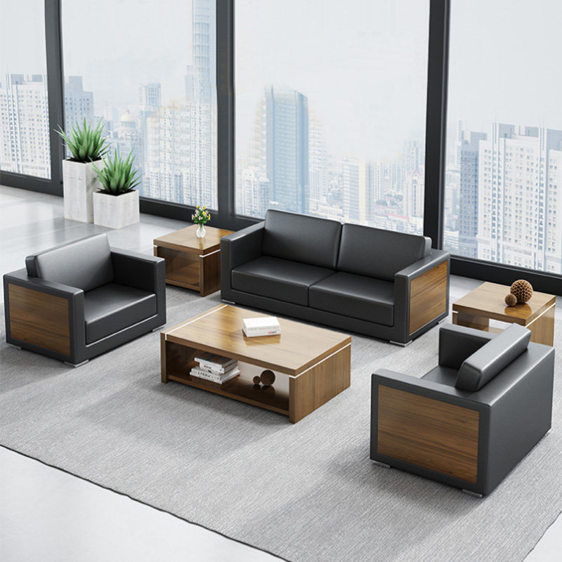 Corporate Office Sofa Brief Modern Guests Hospitality Business Trio Place Fashion Office Sofa Tea Table Combinations