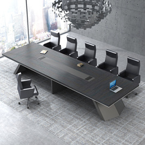 Large conference table long table modern black conference table and chair combination reception conference room large table