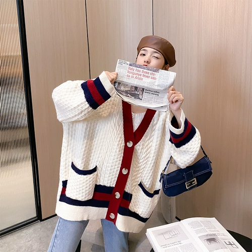 Осенний свитер, трикотажный кардиган, куртка, топ, свободный крой, 2020 года, в корейском стиле