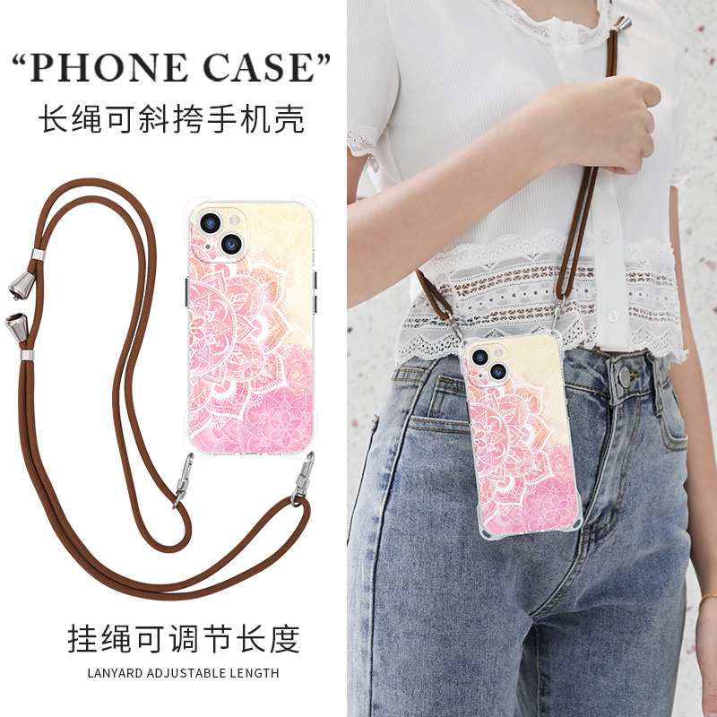 Apply Apple 13promax mobile phone protection shell new iphone12 inclined cross-rope protective sleeve full package anti-fall soft shell