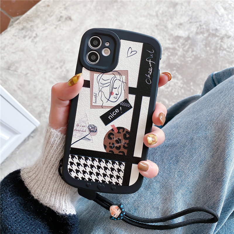 Japan-ROK cartoon personality applies Apple 13 mobile phone protection shell iphone12 full package 11Promax full package protective sleeve XS