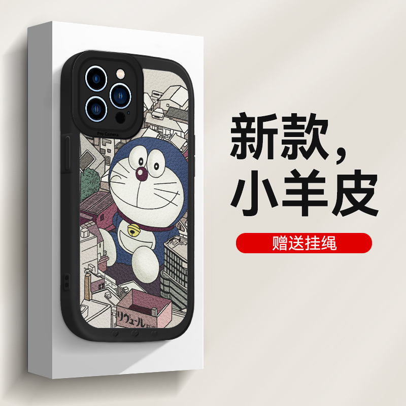 Cartoon Doraemon Apple 14 mobile phone protective case new iphone13 suitable for 12promax all-inclusive protective case 11