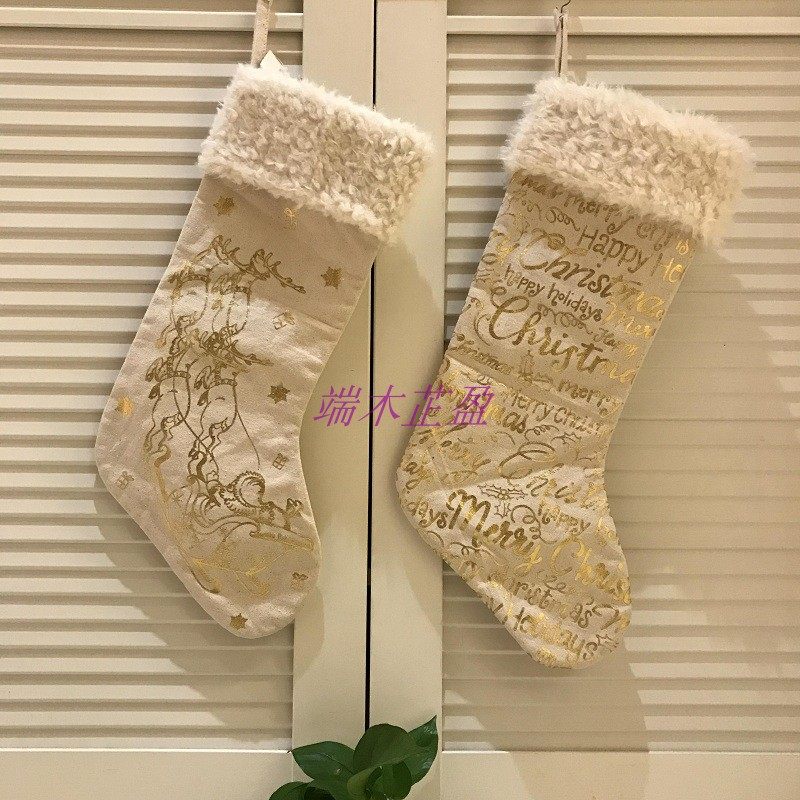 Christmas Christmas Eve canvas bronzing lamb Christmas stockings Christmas boots large gift bag