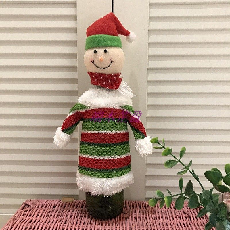 Christmas Christmas Christmas Christmas Eve retro Snowman wine bottle clothes bar Clubhouse Dining Room Wine Red Wine Sleeve