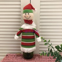 Christmas Christmas Eve Vintage Snowman Bottle Clothes Bar Club Restaurant Wine Red Wine Set