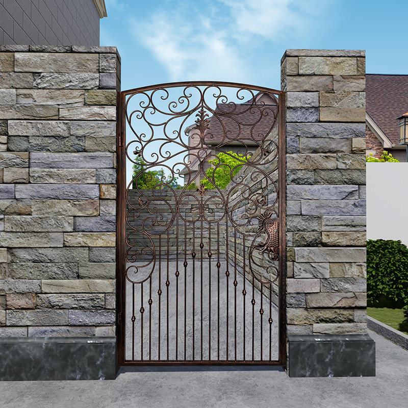 European Wrought iron garden gate outside the villa country gate Single and double doors Garden fence door customization