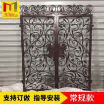 Custom European-style wrought iron gate Courtyard door Garden villa door Country door entrance single and double open outdoor iron door