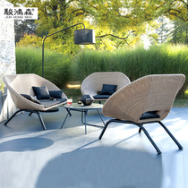 Outdoor rattan Rattan Chair Sofa Combined Garden Waterproof Sunscreen Terrace Patio Balcony Casual Vines Rattan Furniture