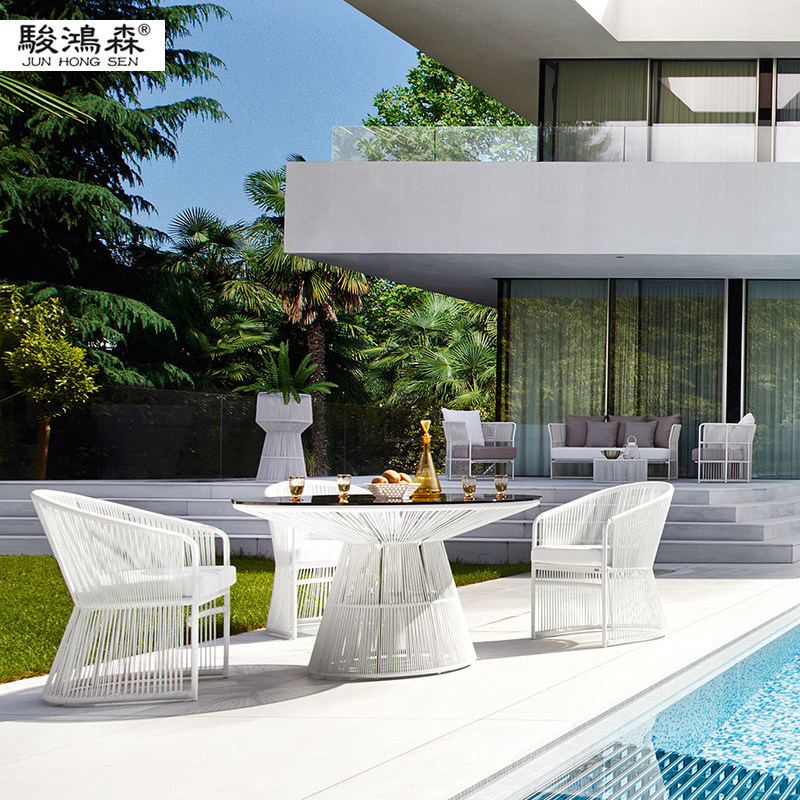 Nordic Outdoor Leisure Patio table and chairs Combined aluminium alloy minimalist Balcony Garden Small Table And Chair Light Lavish Style Tea Table-Taobao