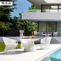 Nordic Outdoor Leisure Patio Table And Chairs Combined Aluminum Alloy Brief Balcony Garden Small Table And Chairs Light Lavish Style Tea Table