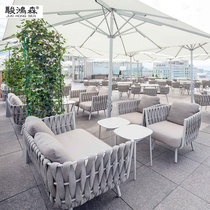 Nordic outdoor rattan chair sofa sunscreen waterproof composition Living room Leisure Balcony Rattan rattan Courtyard Terrace Furniture