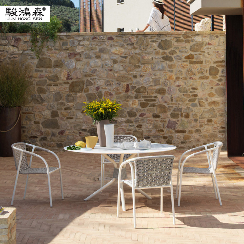 Balcony outdoor leisure small table and chair combination courtyard open-air terrace garden rattan chair waterproof sunscreen small round table