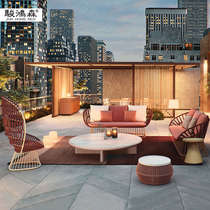 Outdoor Rattan Sofa Outdoor Patio Outdoor Terrace Open Terrace Sun Light House Sofa Chair Sub Casual Tea Table Combined Rattan Chair