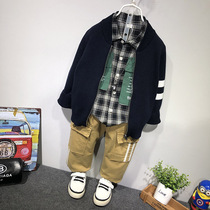 Boys Knitwear Cardigan jacket Spring and Autumn fashion sweater 2021 Childrens pure cotton Korean version zipper shirt new