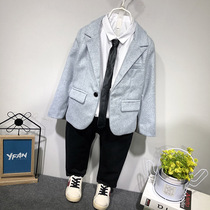 Boy small suit jacket 2021 Korean version of the college style small suit top childrens one button suit single West spring and autumn