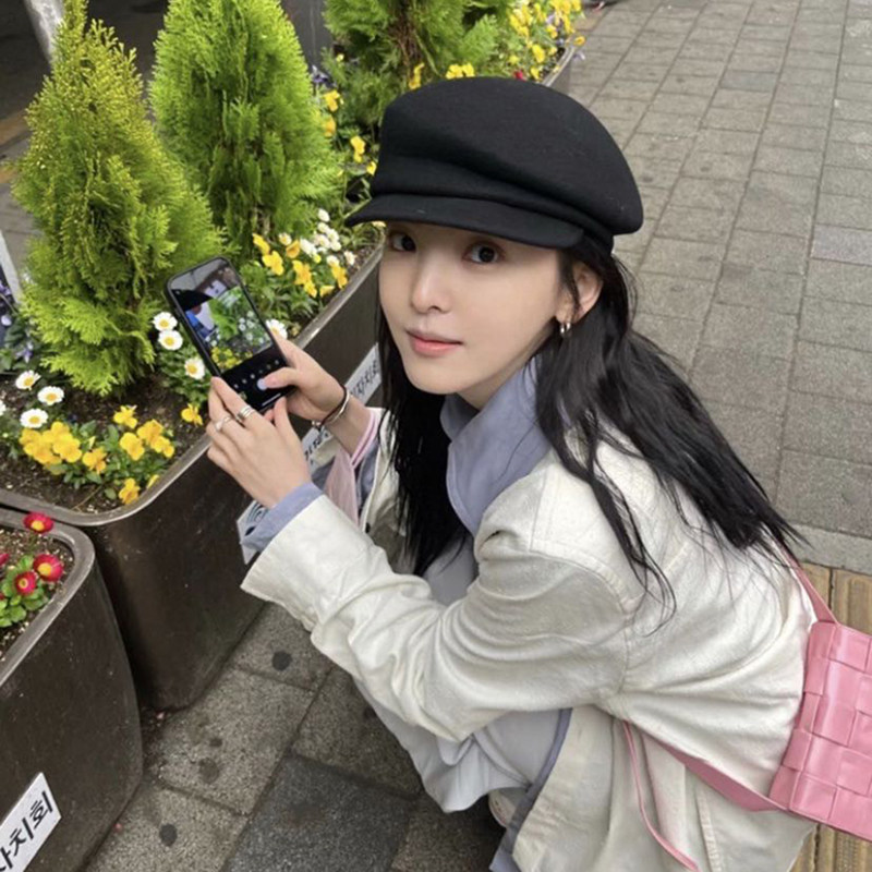 Japanese vintage wool black artistic beret hat