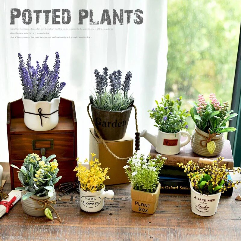 Fake flowers and green plant ornaments fashion succulent plants mini fresh small potted windowsill model decoration simulation ornaments
