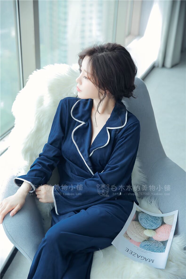 Mùa thu và mùa đông đồ ngủ của phụ nữ mỏng dày ấm đơn giản một lớp mặt bích san hô lông cừu mỏng phần đảo cashmere dịch vụ nhà phù hợp áo phong cotton nam