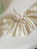 poubi customized Japanese cloth pet light yellow pastoral floral petals decorated saliva towel