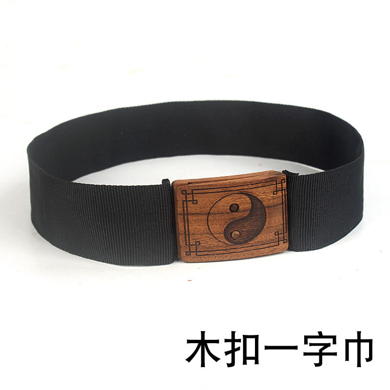 Taoist Supplies Headwear Wooden Buckle One-Word Scarf Tied Hair Turban Threaded Headband Xiaoyao Scarf with Tai Chi Wooden Buckle One-Word Scarf