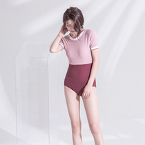 Mu lang swimsuit womens 2019 new Korean ins wind thin belly cover girl one-piece skirt hot spring conservative short-sleeved