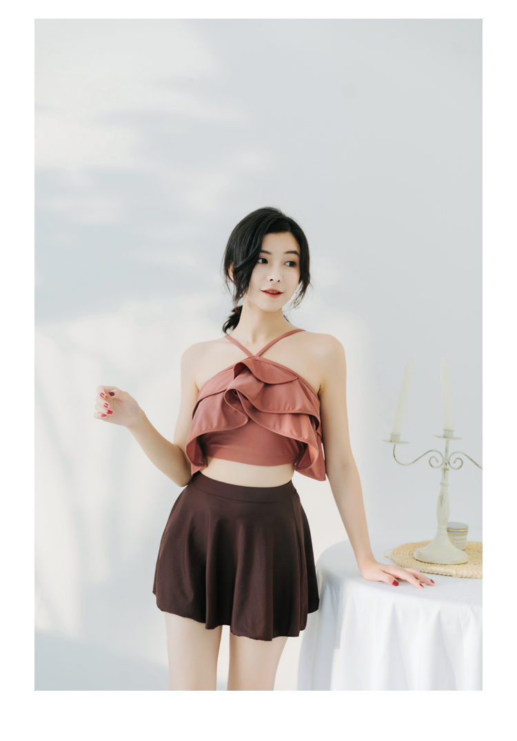 2018 mới áo tắm Mulang nữ chia tay ba mảnh nóng bỏng Hàn Quốc cô gái bảo thủ nhỏ nhắn tươi nhỏ ngực tụ tập bikini 2 mảnh màu đen	