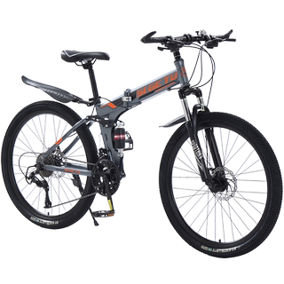 Soft-tail folding mountain bike with a trunk that can be placed in the trunk