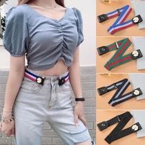 New invisible strap No-mark sloth waist belt elastic tightness lady pants with 100 lap decoration cashew to change small deity