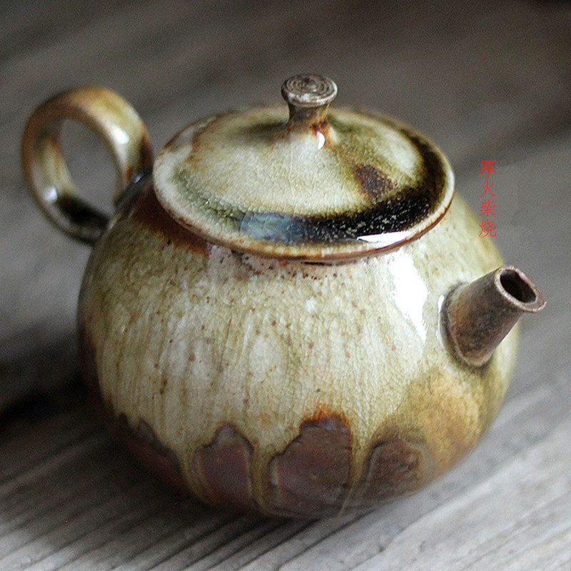 Thick Fire-Resistant Ceramic Teapot, Chinese Retro Style, Handmade Single Pot Tea Maker, Unglazed Jingdezhen Ash Kiln Treasure Tea Set